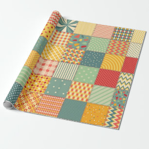 Colourful seamless patchwork pattern with abstract wrapping paper