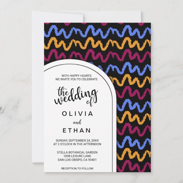 Colourful seamless pattern chic Wedding Invitation (Front)