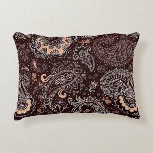 Colourful seamless pattern in paisley style. Vinta Decorative Cushion