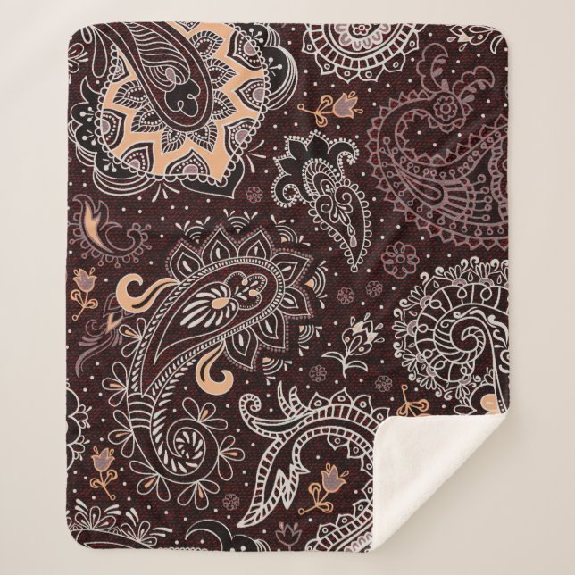 Colourful seamless pattern in paisley style. Vinta Sherpa Blanket (Front)