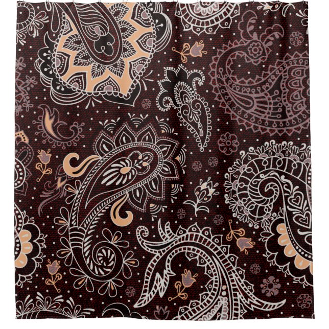 Colourful seamless pattern in paisley style. Vinta Shower Curtain (Front)