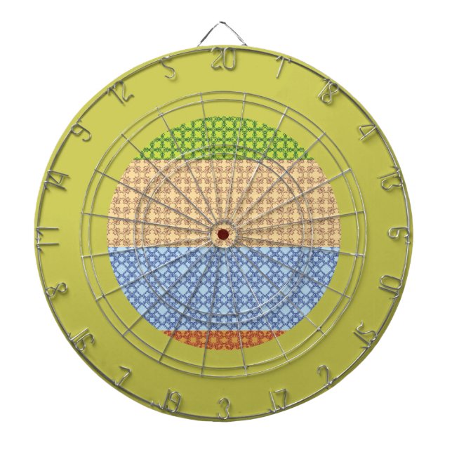 colourful seamless pattern mosaic, yellow, green dartboard (Front)