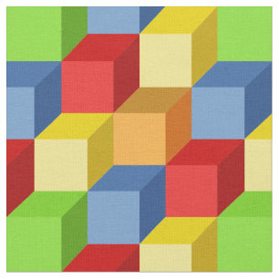 Colourful seamless pattern with isometric cubes fabric