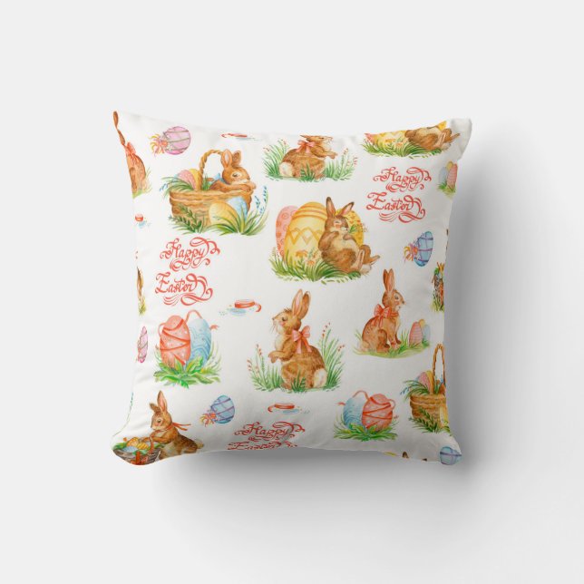 Colourful seamless pattern with spring easter conc cushion (Front)