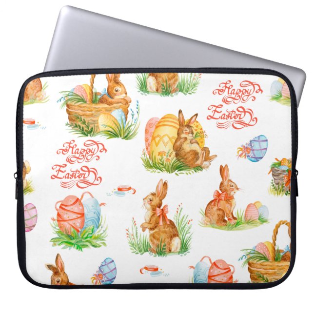 Colourful seamless pattern with spring easter conc laptop sleeve (Front)