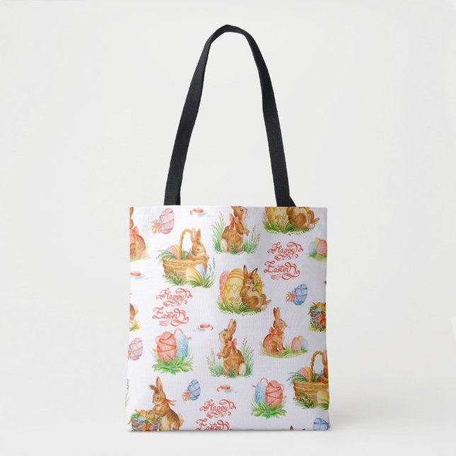 Colourful seamless pattern with spring easter conc tote bag (Front)