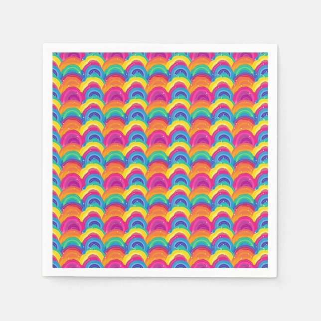 Colourful Seamless Rainbow and Wave Pattern Napkin (Front)