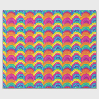 Colourful Seamless Rainbow and Wave Pattern Wrapping Paper