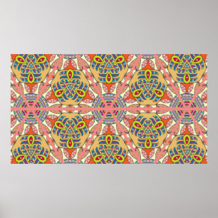 Colourful seamless triangle patchwork pattern. Abs Poster