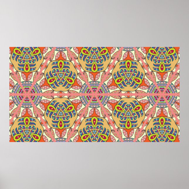 Colourful seamless triangle patchwork pattern. Abs Poster (Front)