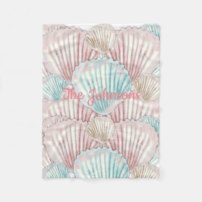 Colourful Seashell Cluster Fleece Blanket (Front)