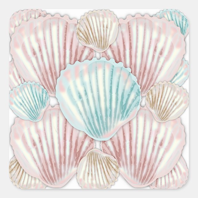 Colourful Seashell Cluster Square Sticker (Front)