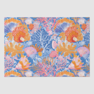 Colourful Seashell Coral Turquoise Purple Ocean Tissue Paper