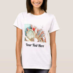 Colourful Seashells on beach watercolor painting T-Shirt