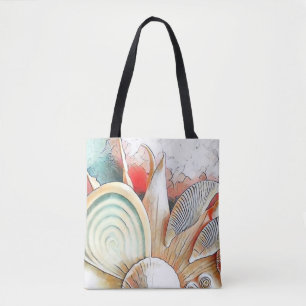 Colourful Seashells on beach watercolor painting  Tote Bag