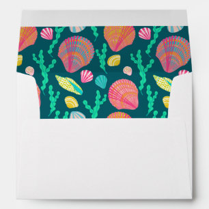 Colourful Seashells Pattern Beach Wedding Party Envelope