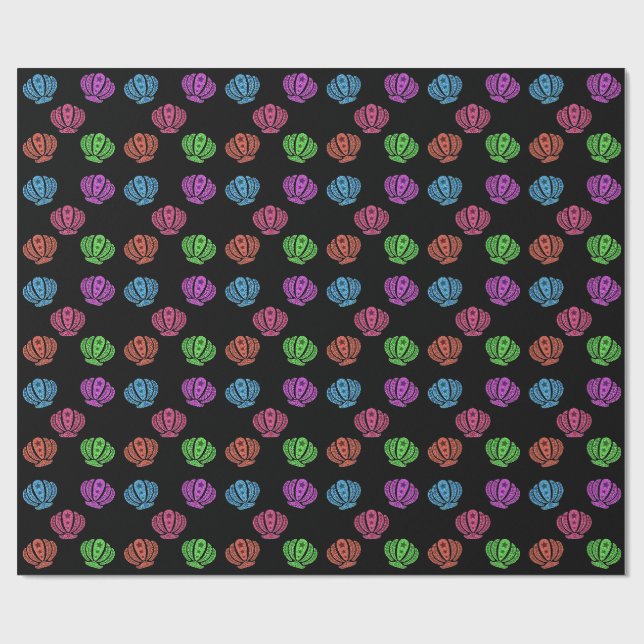 Colourful Seashells Pattern Wrapping Paper (Flat)