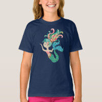 Colourful seashore flowers mermaid illustration