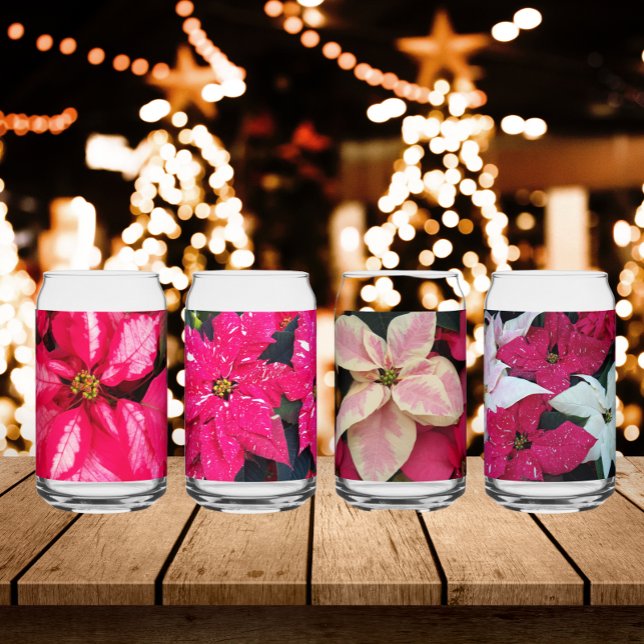 Colourful Seasonal Holiday Poinsettias Can Glass (In Situ Holidays)