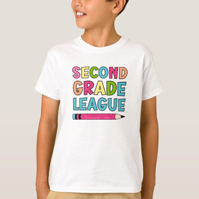 Colourful Second Grade League Back To School T-Shirt (Front)