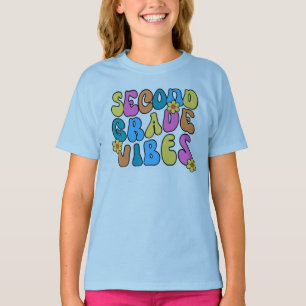 Colourful Second Grade Vibes Back to School Retro T-Shirt