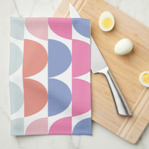 Colourful Semi Circle Abstract Geometric Pattern  Tea Towel