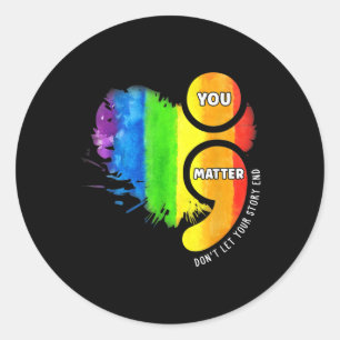 Colourful Semicolon Mental Health S Awareness Warr Classic Round Sticker