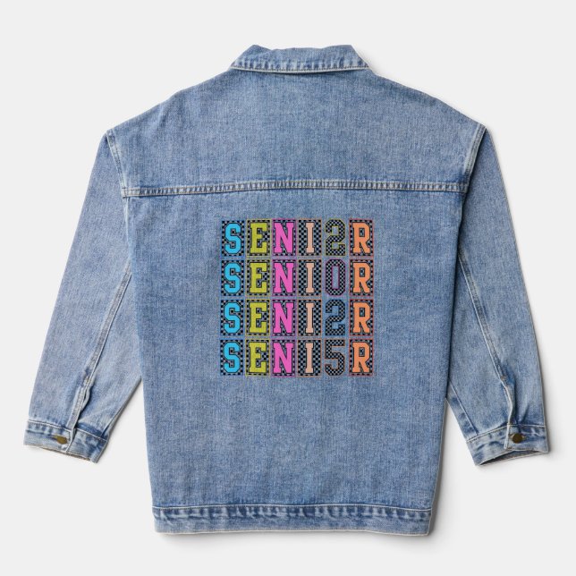  Colourful SENIOR Year Design Denim Jacket (Back)