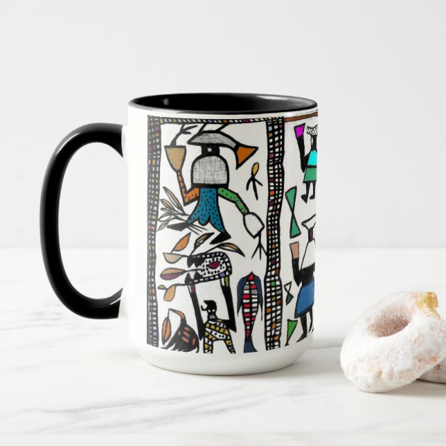 Colourful Senufu Coffee Cup  (With Donut)
