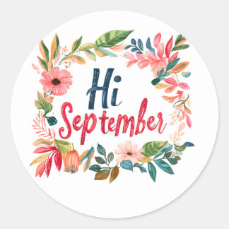 Colourful September Classic Round Sticker