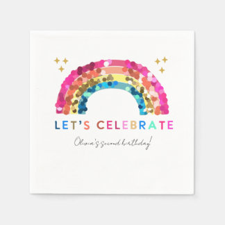 Colourful Sequin Rainbow birthday Paper Napkin