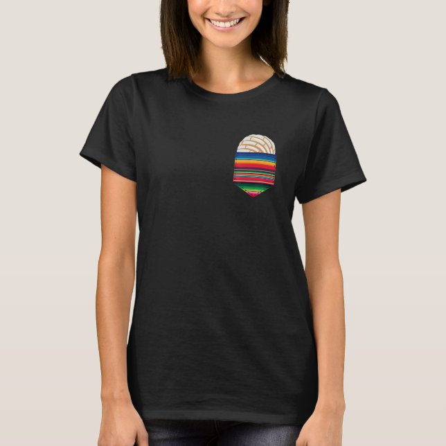 Colourful Serape Pocket Image White Concha Fun Fie T-Shirt (Front)
