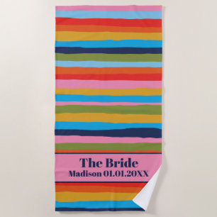 Colourful Serrate Stripes Pattern for the Bride Beach Towel