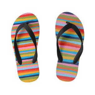 Colourful Serrate Stripes Pattern Kid's Jandals