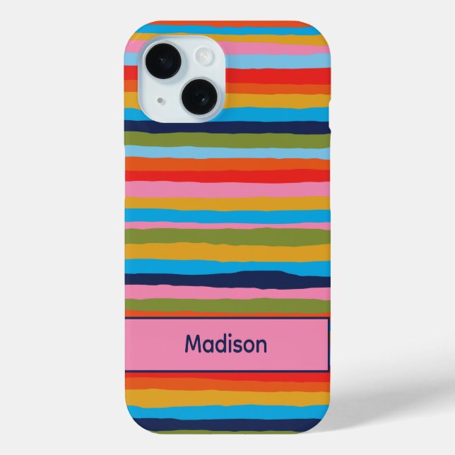Colourful Serrate Stripes Pattern Personalised  Case-Mate iPhone Case (Back)