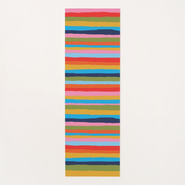 Colourful Serrate Stripes Pattern Yoga Mat (Front)