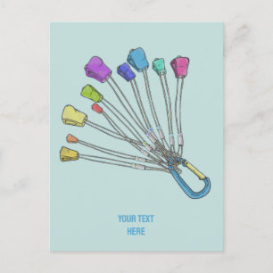 Colourful set of rock climbing nuts postcard
