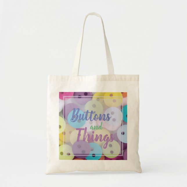 Colourful Sewing Buttons and Crafting Tote Bag (Front)