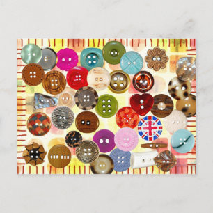 Colourful sewing buttons postcard