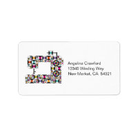 Colourful Sewing Machine Quilt Pattern Label