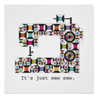 Colourful Sewing Machine Quilt Pattern Poster