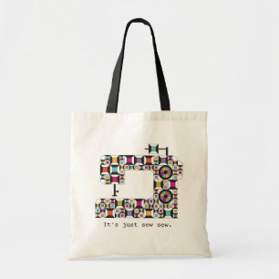 Colourful Sewing Machine Quilt Pattern Tote Bag