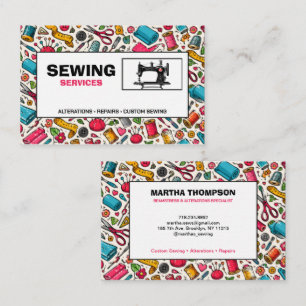 Colourful Sewing Pattern Seamstress Alterations Business Card