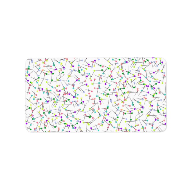 Colourful Sewing Pins White Dressmaker Seamstress Label (Front)