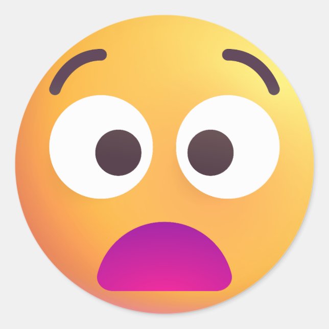 Colourful Shaded Anguished Face Sad Sorrowful Emoj Classic Round Sticker (Front)