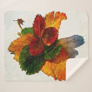 Colourful shades of autumn leaves sherpa blanket