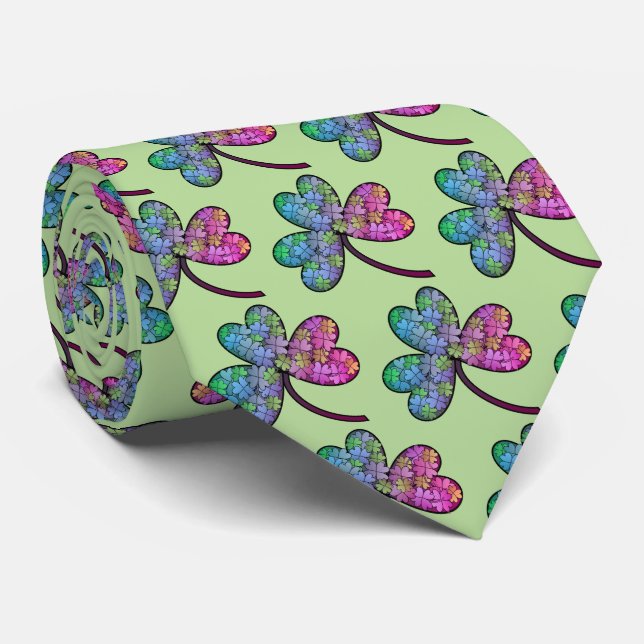 Colourful Shamrock Tie (Rolled)