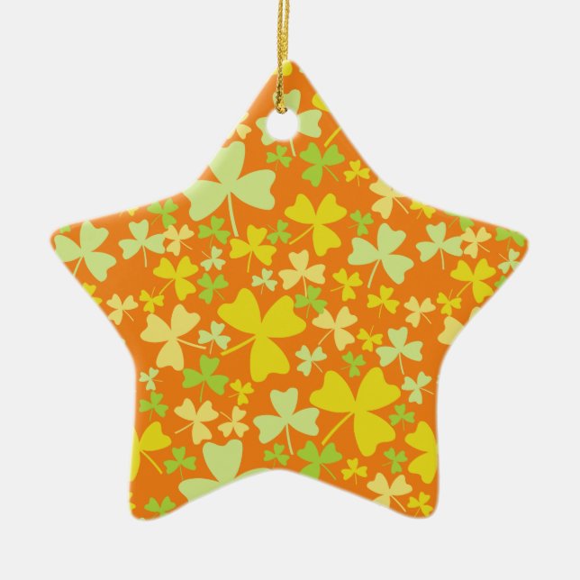 Colourful Shamrocks Ceramic Tree Decoration (Front)