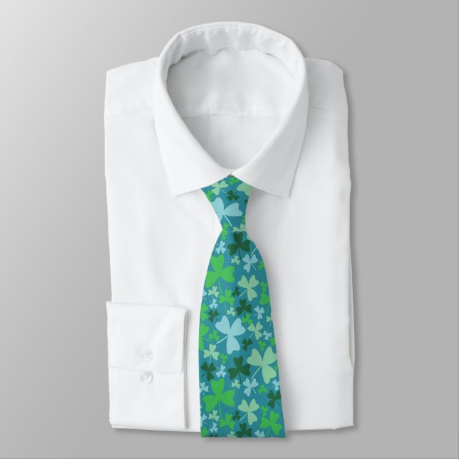 Colourful Shamrocks Tie (Tied)