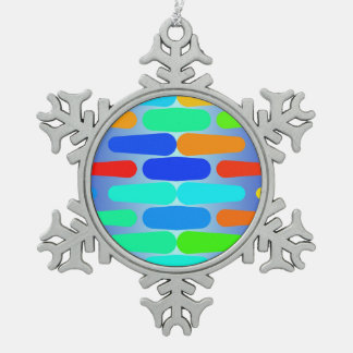 Colourful shapes abstract design snowflake pewter christmas ornament